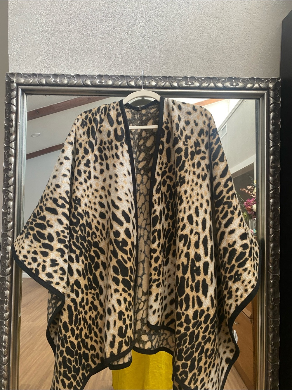Leopard Print Throw/Wrap - Beige and Black Animal Print